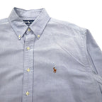 RALPH LAUREN 90s YARMOUTH Big Size Oxford Button Down Shirt L Blue Small Pony Embroidery