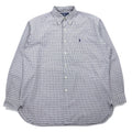 RALPH LAUREN 90s MCMEEL Big Size Button Down Shirt L Blue Check Small Pony Embroidery