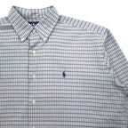 RALPH LAUREN 90s MCMEEL Big Size Button Down Shirt L Blue Check Small Pony Embroidery