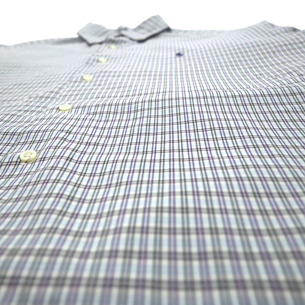 RALPH LAUREN 90s MCMEEL Big Size Button Down Shirt L Blue Check Small Pony Embroidery