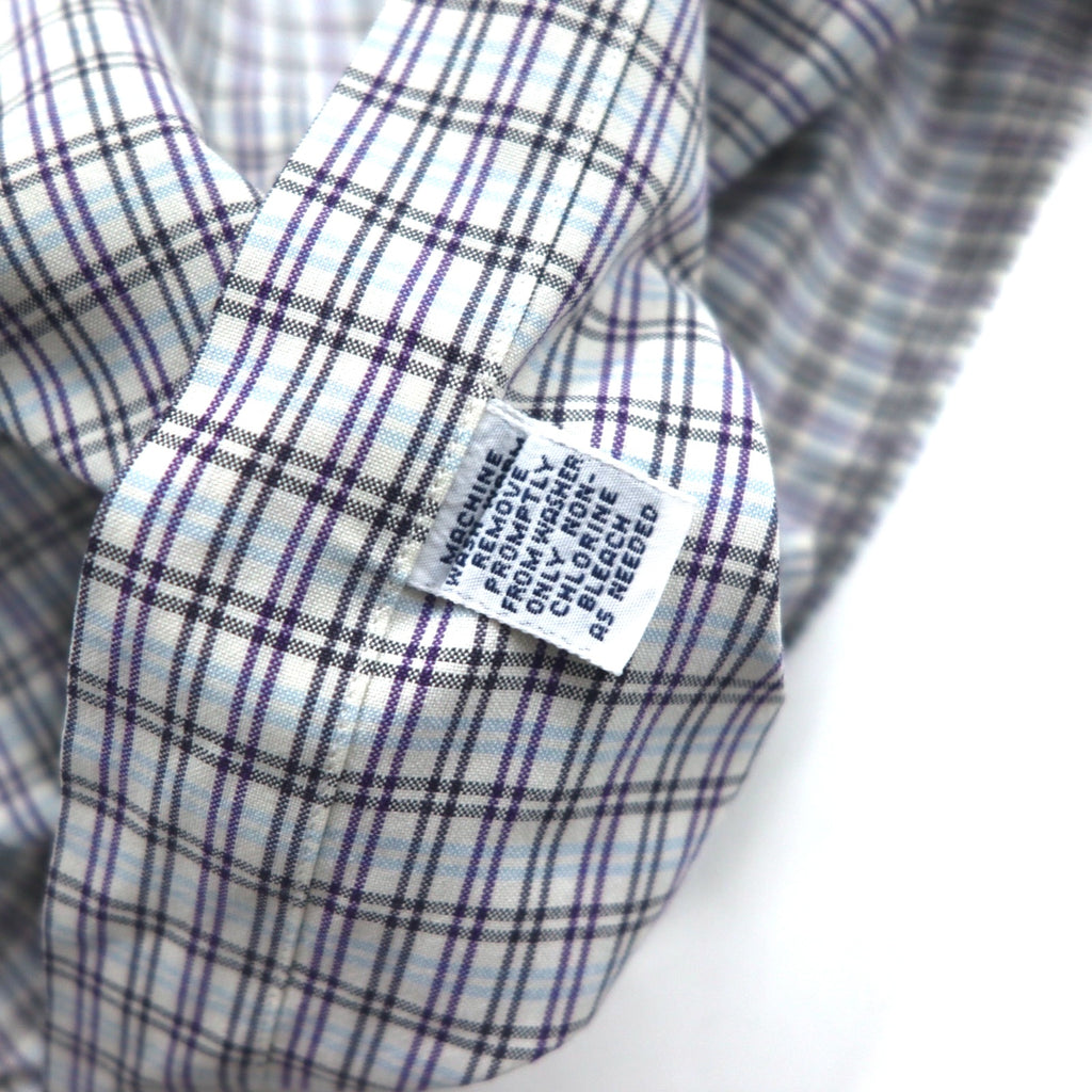 RALPH LAUREN 90s MCMEEL Big Size Button Down Shirt L Blue Check Small Pony Embroidery