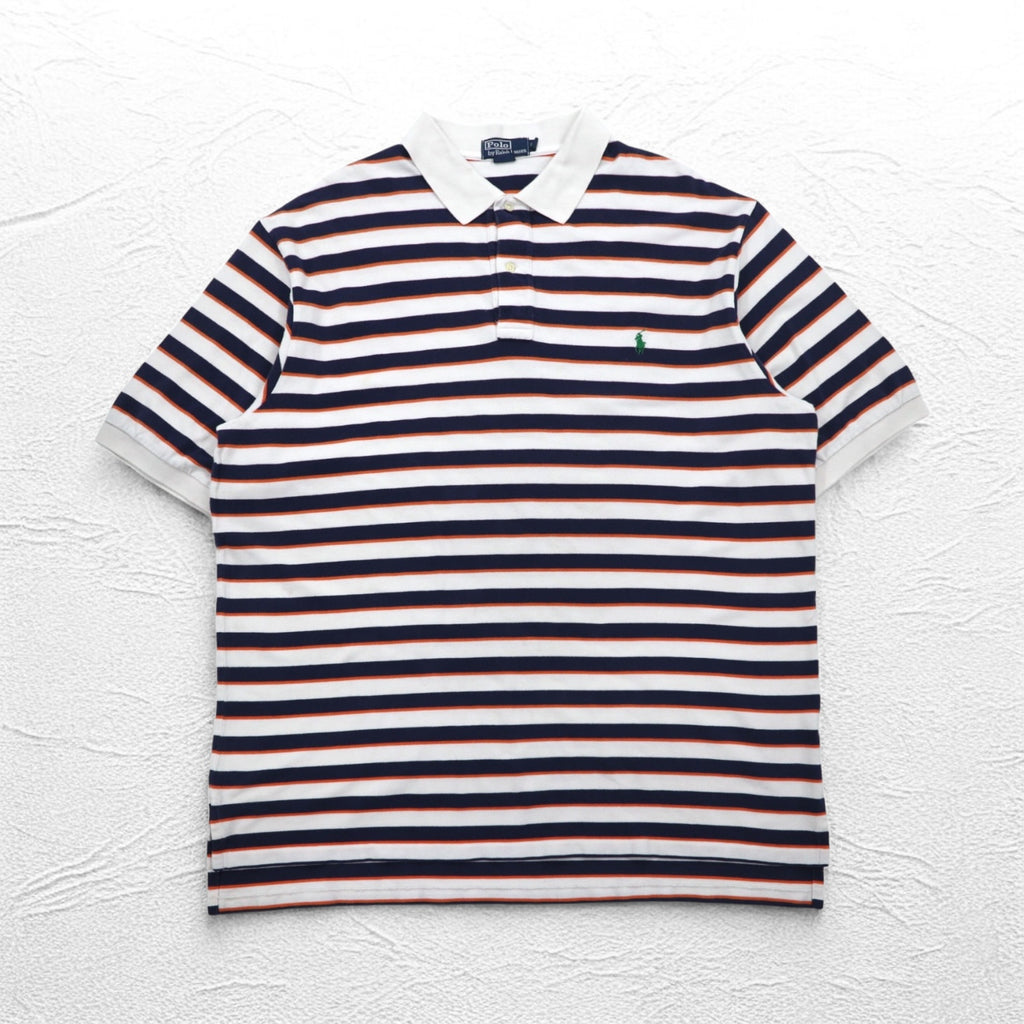 Polo by Ralph Lauren Striped Polo Shirt 2XL TALL White Navy Small Pony Embroidery Big Size