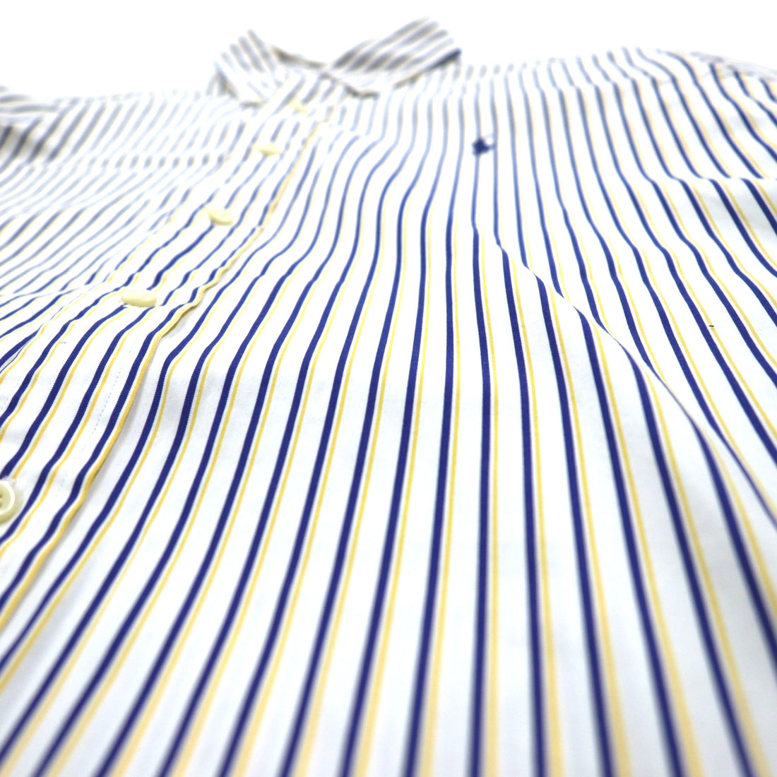 RALPH LAUREN 90s Big Size Button Down Shirt L White Blue Stripe CUSTOM FIT