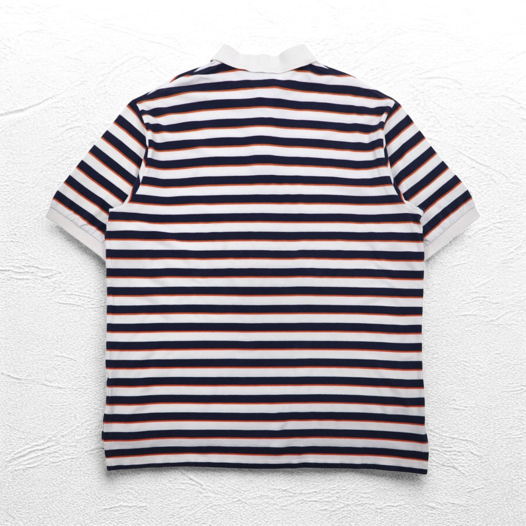 Polo by Ralph Lauren Striped Polo Shirt 2XL TALL White Navy Small Pony Embroidery Big Size