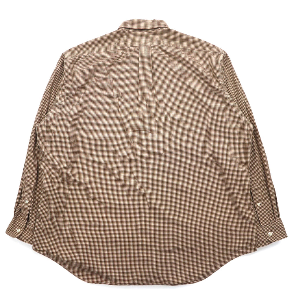 RALPH LAUREN 90s BLAKE Big Size Button Down Shirt XL Brown Check Small Pony Embroidery