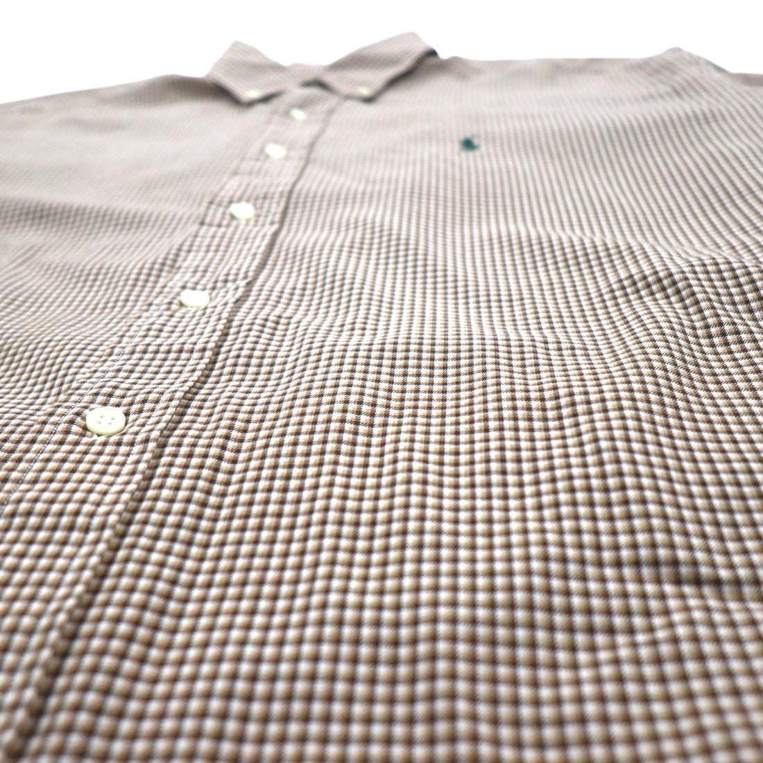 RALPH LAUREN 90s BLAKE Big Size Button Down Shirt XL Brown Check Small Pony Embroidery