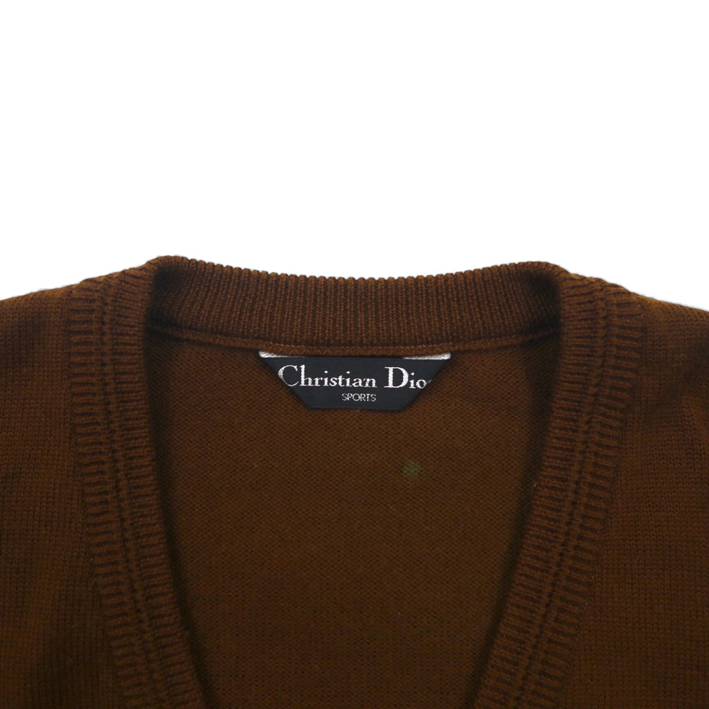 Christian Dior 90s V-neck Knit Preppy Sweater, Size M, Brown, Sports, Made in Japan