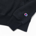 Champion Reverse Weave Pullover Hoodie L Black Script Logo Blue Single Tag Reprint Made in Honduras