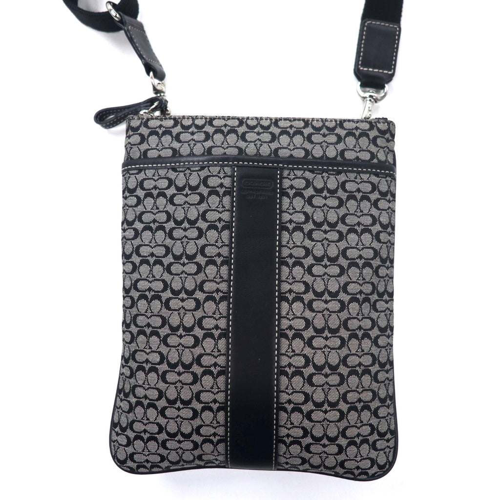 COACH Mini Signature Shoulder Bag Gray Canvas Leather
