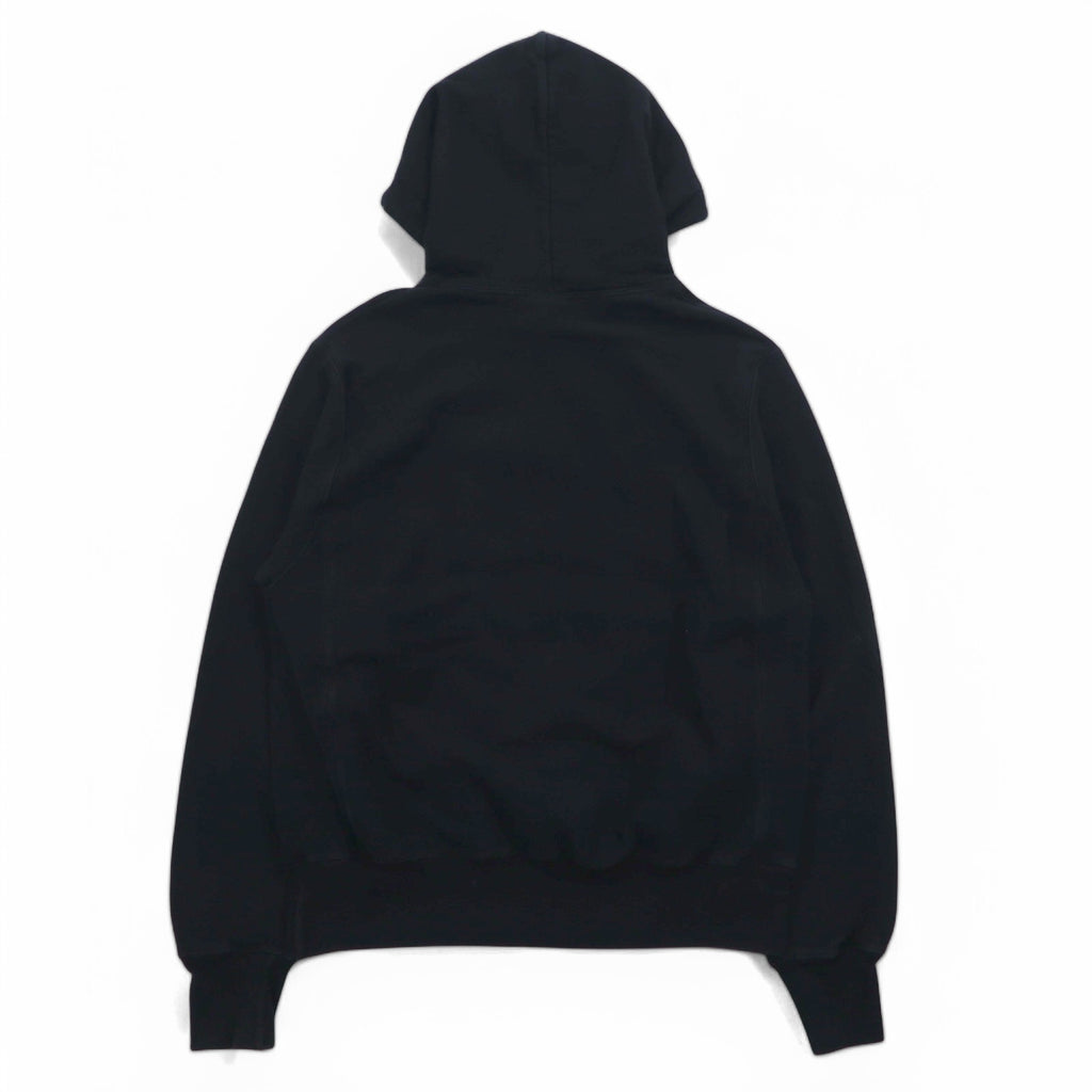 Champion Reverse Weave Pullover Hoodie L Black Script Logo Blue Single Tag Reprint Made in Honduras