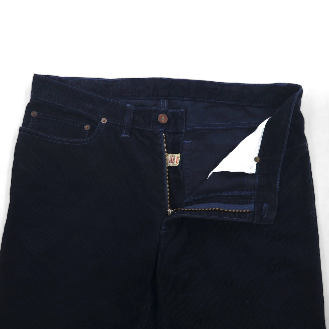 Polo Ralph Lauren Corduroy Chino Work Pants, Size L, Navy with Leather Patches