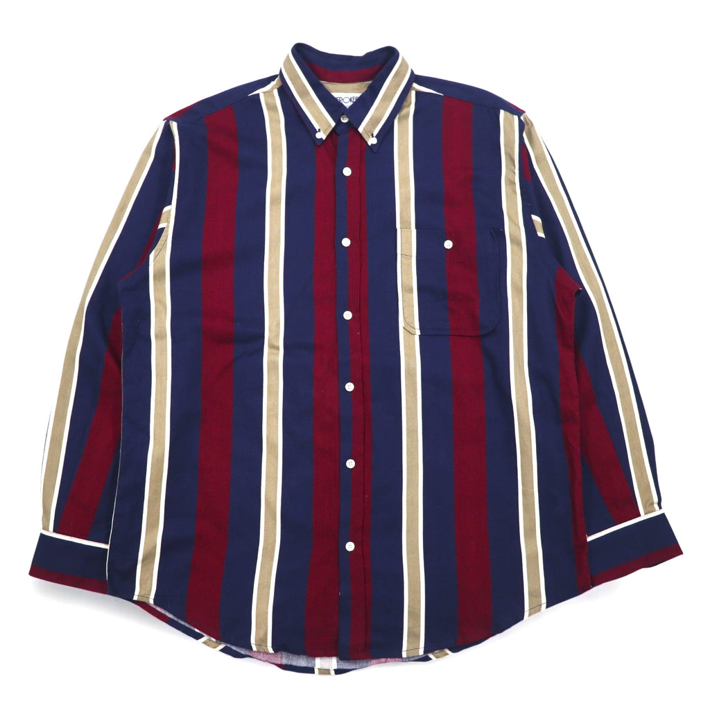 Vintage 90s Stripe Button Down Shirt Shirt CHEROKEE Button Down Shirt L Navy Stripe Made in Turkey