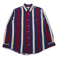 Vintage 90s Stripe Button Down Shirt Shirt CHEROKEE Button Down Shirt L Navy Stripe Made in Turkey