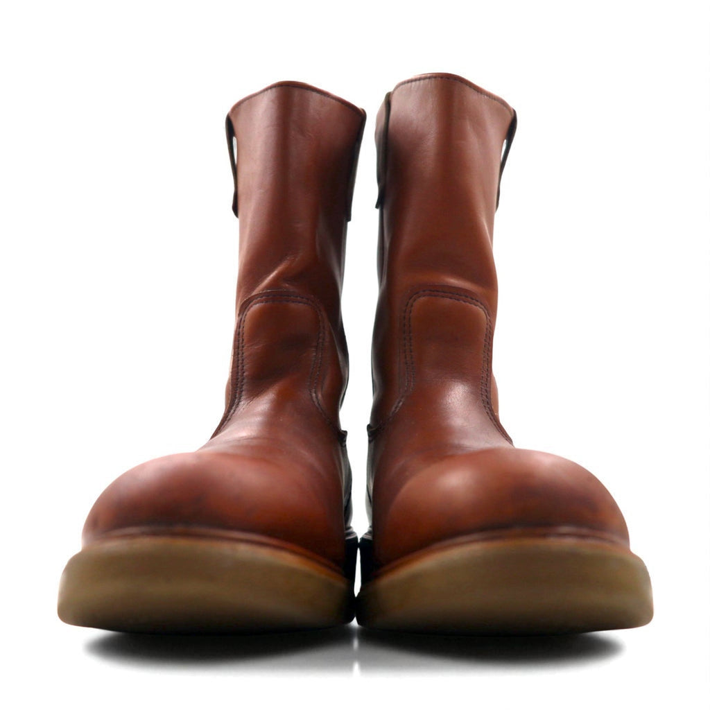 REDWING 1987 USA Made 80s 11-inch Pecos Boots, 30cm, Brown Leather, 1155, Printed Feather Tag, Vertical Feathers