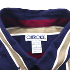 Vintage 90s Stripe Button Down Shirt Shirt CHEROKEE Button Down Shirt L Navy Stripe Made in Turkey