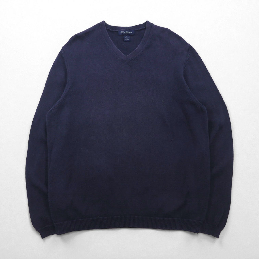 Brooks Brothers V-neck Pima Cotton Knit Sweater, Large, Navy