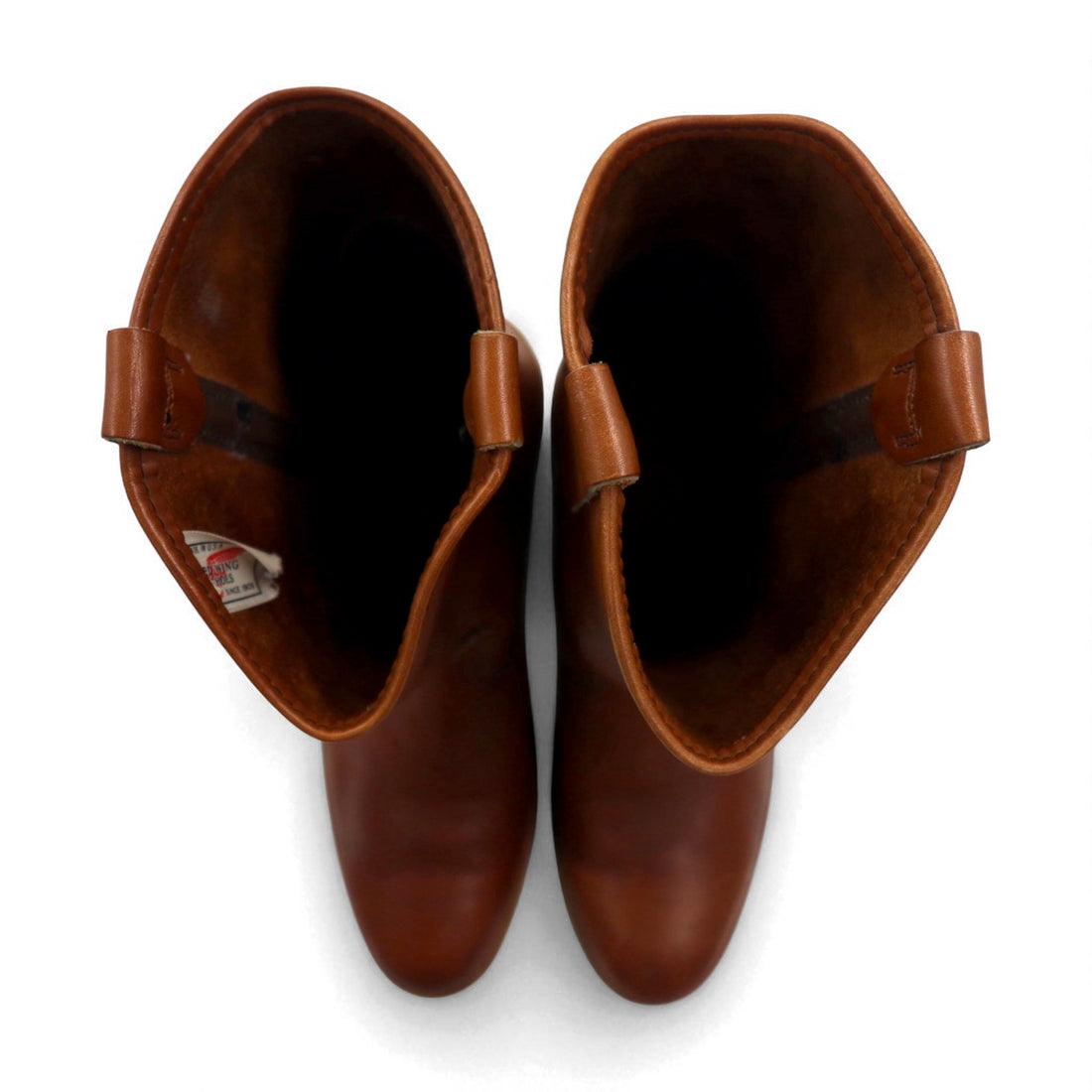 REDWING 1987 USA Made 80s 11-inch Pecos Boots, 30cm, Brown Leather, 1155, Printed Feather Tag, Vertical Feathers