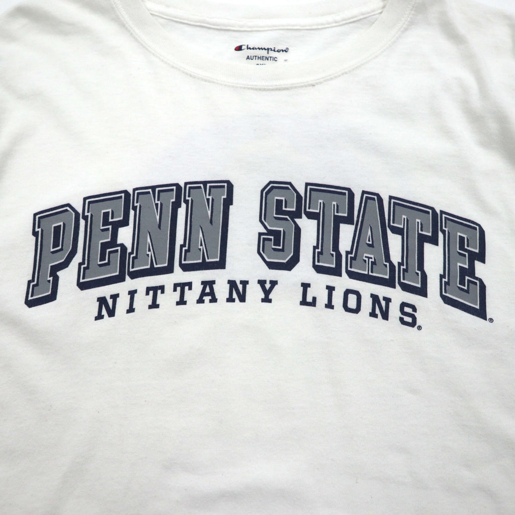 Champion カレッジプリント ロングスリーブ Tシャツ ロンT 4XL ホワイト PENN STATE ビッグサイズ ニカラグア製
