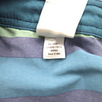 Patagonia Wavefarer Board Shorts, Size S, Navy and Green Striped Nylon, 67817