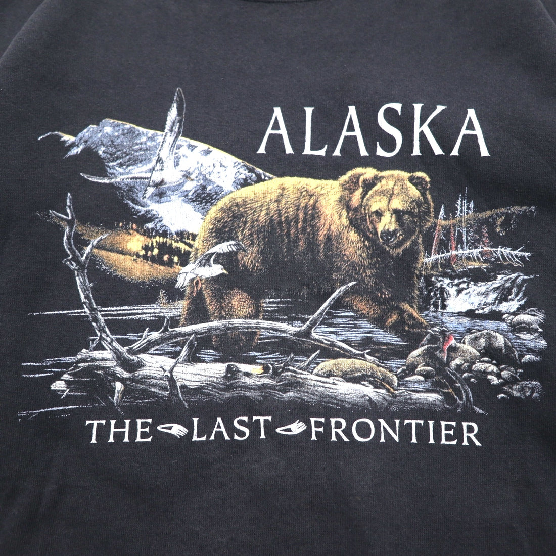 Vintage 90s Mexico Made Graphic Sweatshirt SANTEE スウェット L ブラック ALASKA メキシコ製