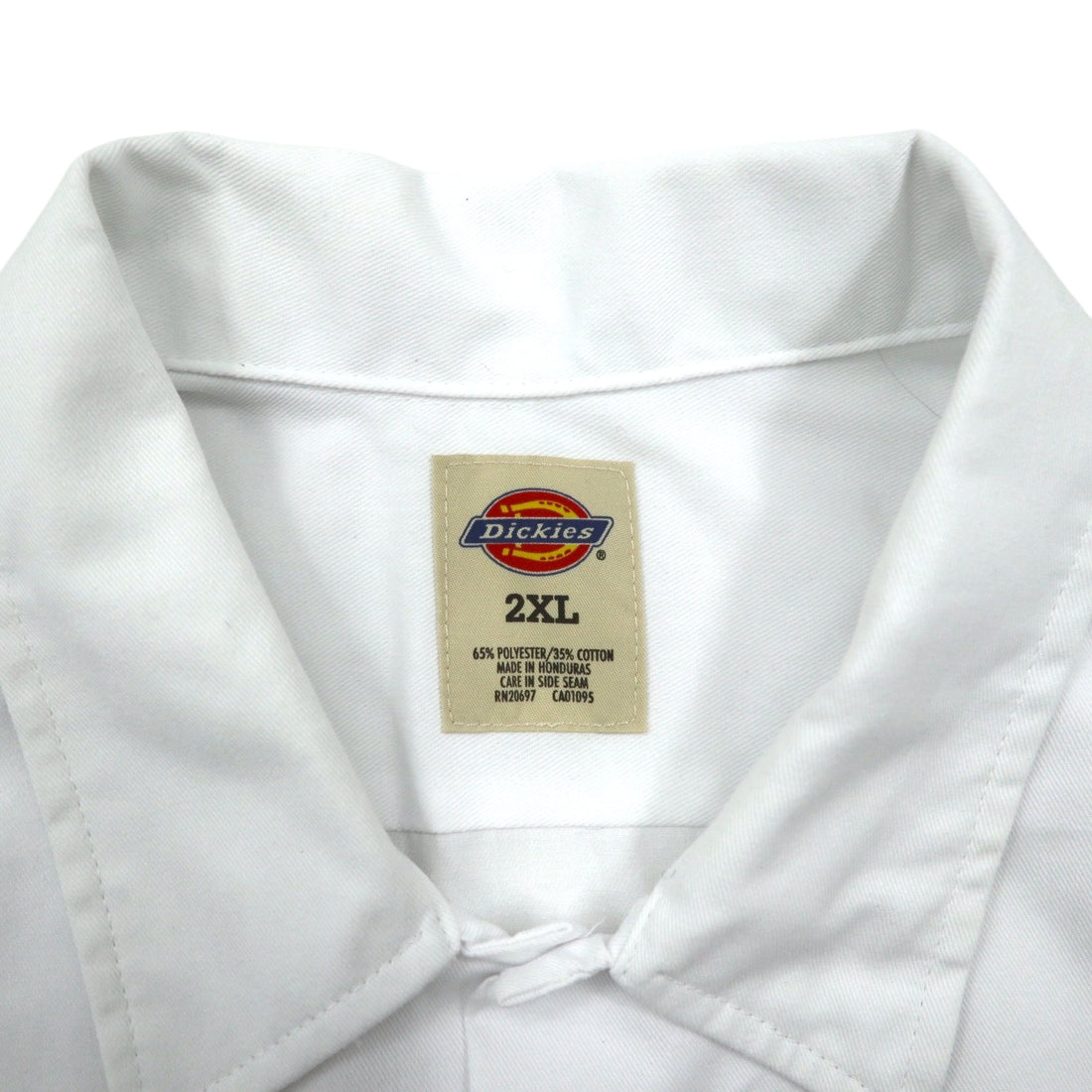 Dickies Short Sleeve Work Shirt, Size 2XL, White, Polyester and Cotton, Double Pocket, 1574