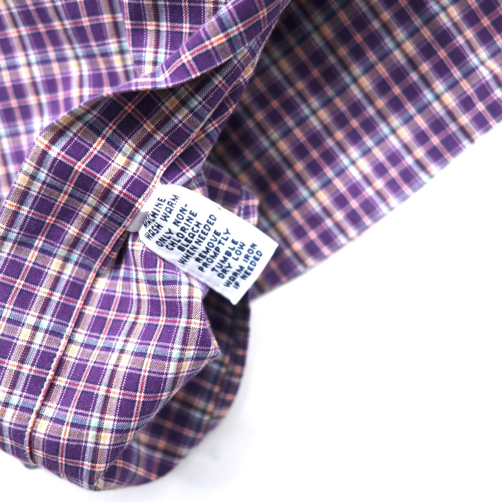 RALPH LAUREN ボタンダウンシャツ L パープル チェック コットン CUSTOM FIT スモールポニー刺繍