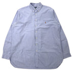 日本然リトテ-古着オンライン-Ralph Lauren ボタンダウンシャツ XLT TALL ブルー コットン CLASSIC FIT スモールポニー刺繍-Ralph Lauren Button-Down Shirts XLT Tall Blue Cotton Classic Fit Small Pony Embroidery