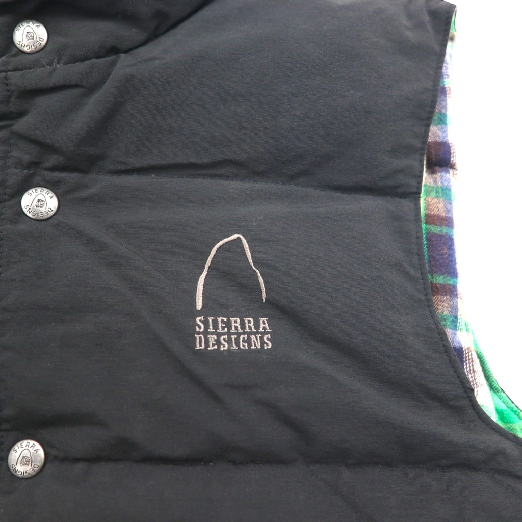 SIERRA DESIGNS 60/40クロス リバーシブル ダウン ベスト S ブラック グリーン チェック