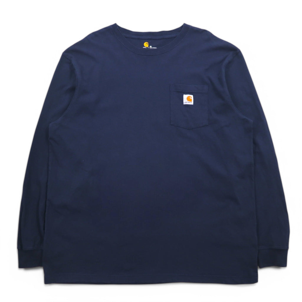 Carhartt Long Sleeve Pocket T-Shirt, XL, Navy, ORIGINAL FIT, K126, Made in Mexico