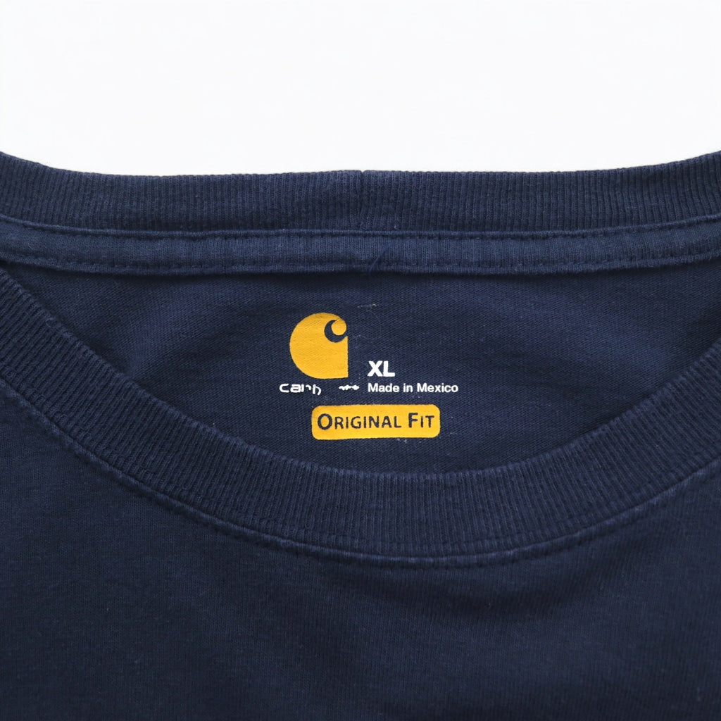 Carhartt Long Sleeve Pocket T-Shirt, XL, Navy, ORIGINAL FIT, K126, Made in Mexico