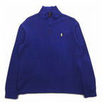 POLO RALPH LAUREN Half-Zip Sweatshirt M Blue Cotton Small Pony Embroidery
