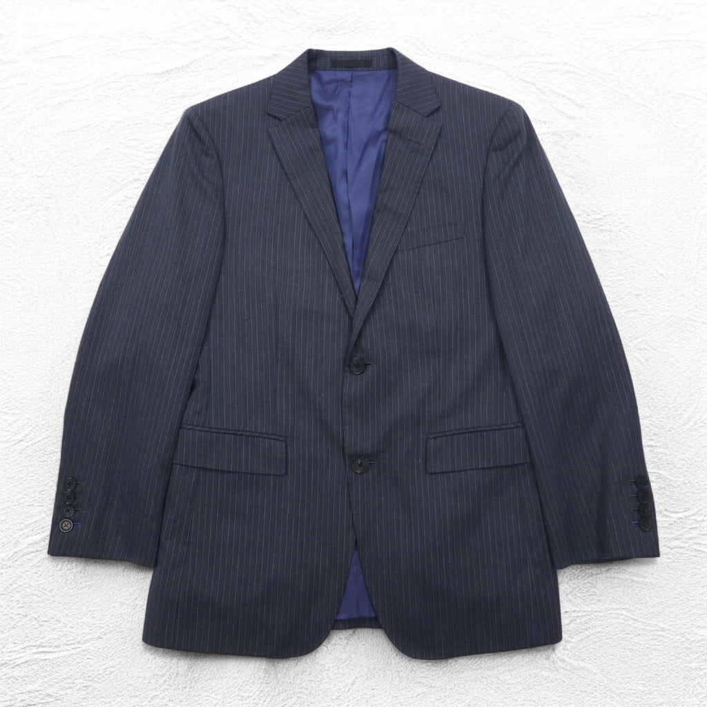 BURBERRY BLACK LABEL 2B Tailored Jacket Suit S Gray Striped Wool D1H31-608-07