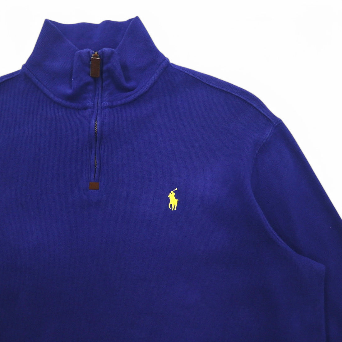 POLO RALPH LAUREN Half-Zip Sweatshirt M Blue Cotton Small Pony Embroidery