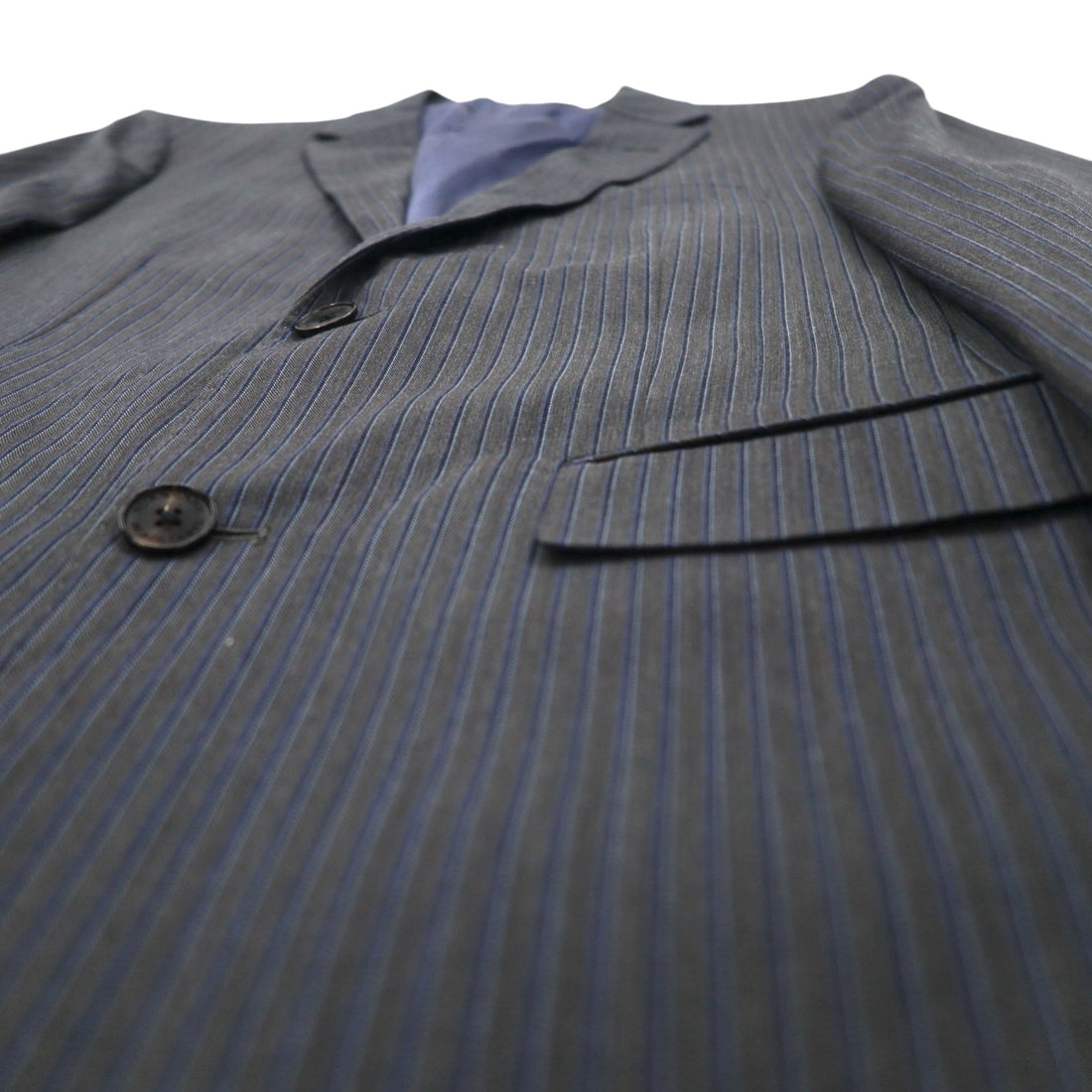 BURBERRY BLACK LABEL 2B Tailored Jacket Suit S Gray Striped Wool D1H31-608-07