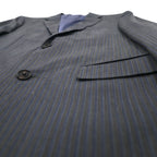 BURBERRY BLACK LABEL 2B Tailored Jacket Suit S Gray Striped Wool D1H31-608-07