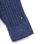TOMMY HILFIGER Shawl Collar Waffle Knit Cardigan, Size M, Navy, Low Gauge, Patch Pockets