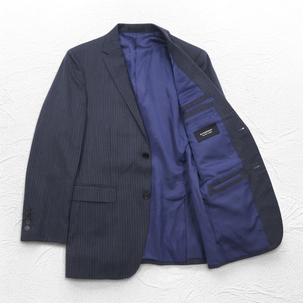 BURBERRY BLACK LABEL 2B Tailored Jacket Suit S Gray Striped Wool D1H31-608-07