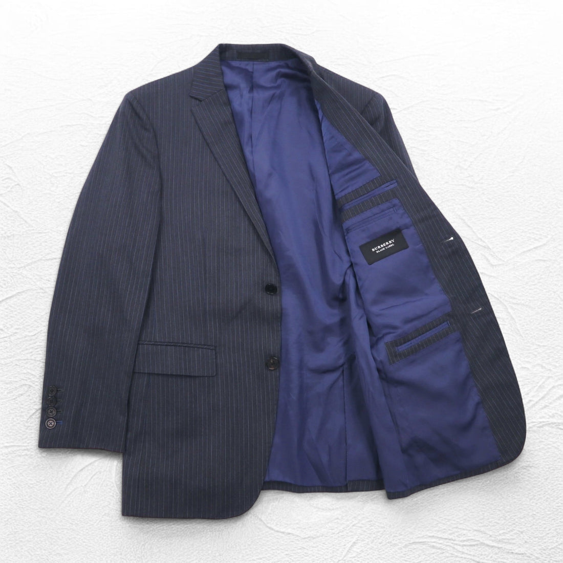 BURBERRY BLACK LABEL 2B Tailored Jacket Suit S Gray Striped Wool D1H31-608-07
