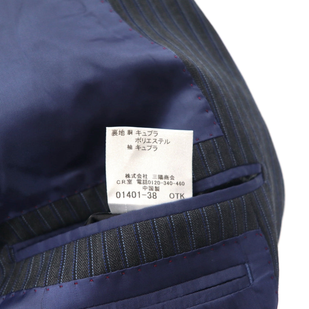 BURBERRY BLACK LABEL 2B Tailored Jacket Suit S Gray Striped Wool D1H31-608-07