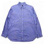 RALPH LAUREN Button-down shirt L Blue Check Big size Small pony embroidery