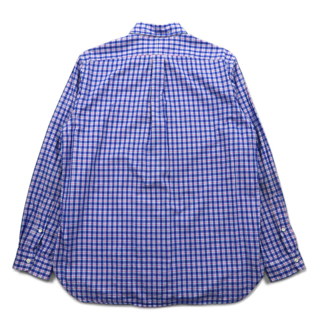 RALPH LAUREN Button-down shirt L Blue Check Big size Small pony embroidery