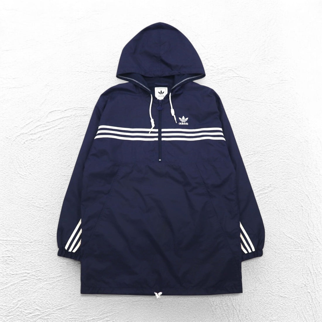 adidas 90s Half-Zip Anorak Parka XL Navy Nylon Mesh Liner 3-Stripes Trefoil Logo