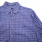 RALPH LAUREN Button-down shirt L Blue Check Big size Small pony embroidery