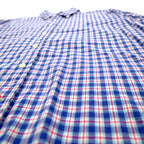 RALPH LAUREN Button-down shirt L Blue Check Big size Small pony embroidery