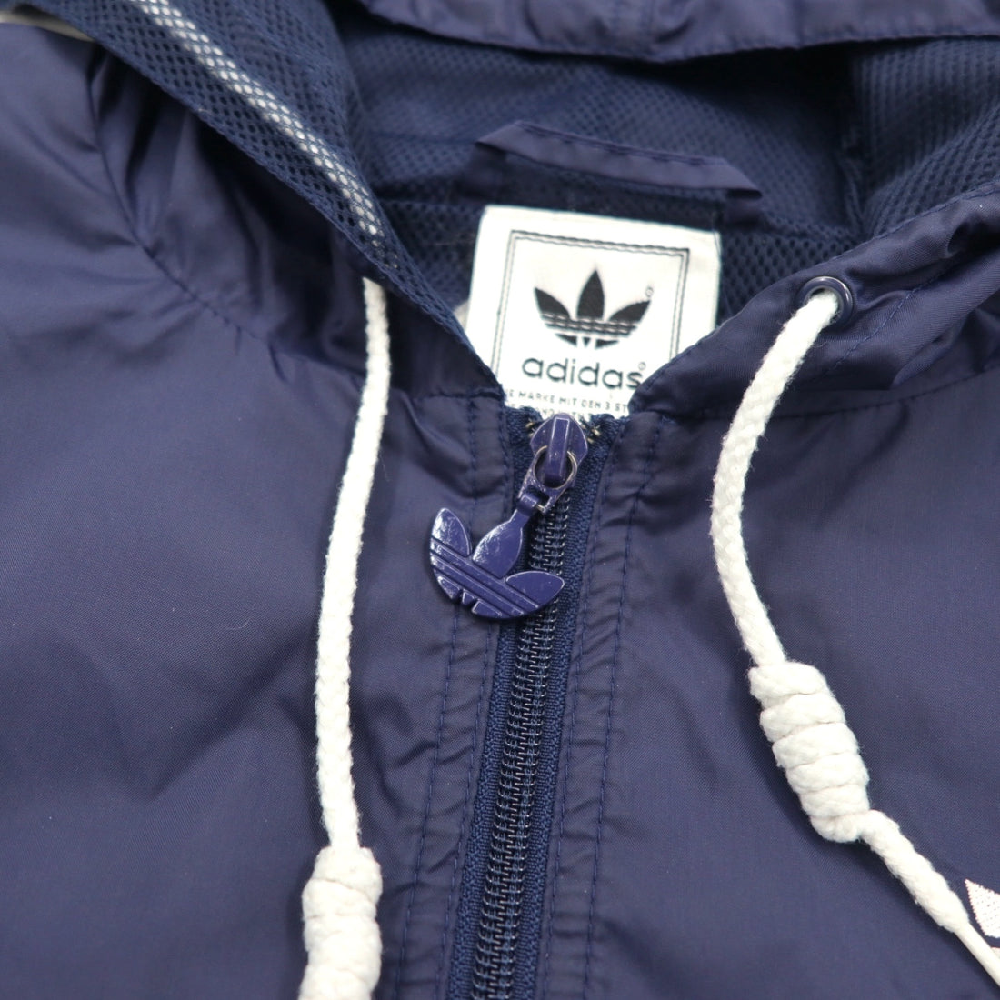 adidas 90s Half-Zip Anorak Parka XL Navy Nylon Mesh Liner 3-Stripes Trefoil Logo