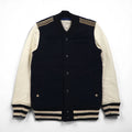 ink Remake Reconstructed Military Stadium Jacket, Size Small, Navy, US Navy, Leather Sleeves, Lamb Leather, Made in Japan