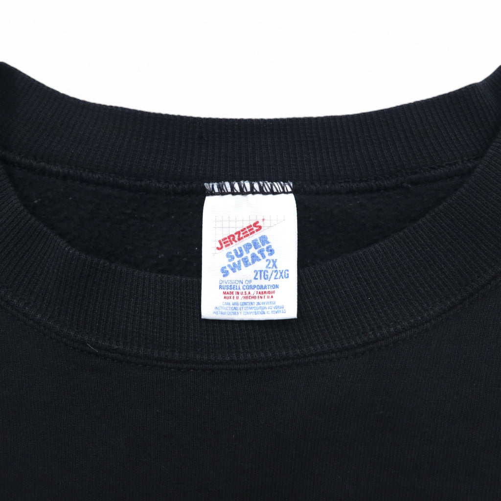 JERZEES USA made 80s SUPER SWEATS Crew neck sweatshirt 2XL Black Fleece lining PSC