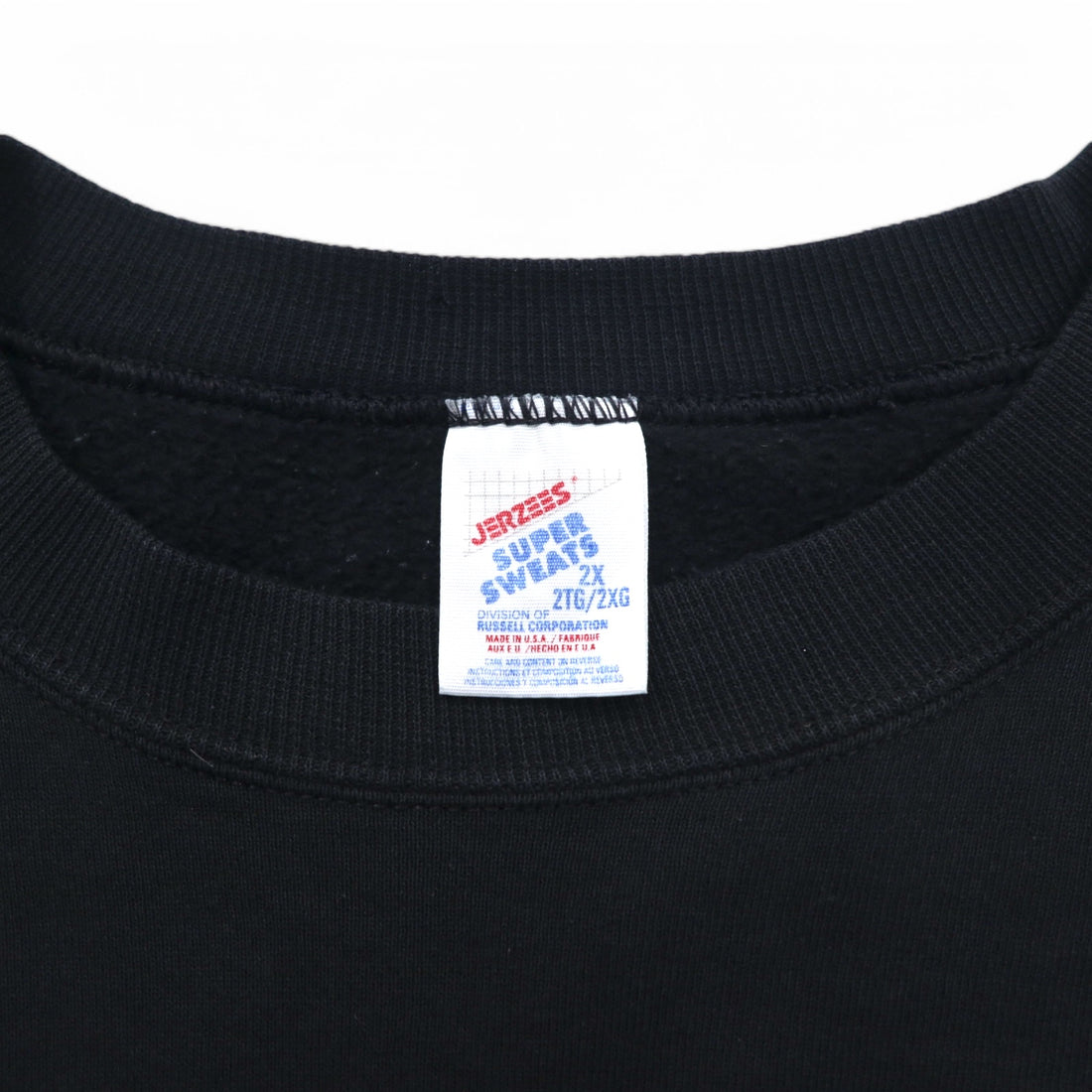 JERZEES USA made 80s SUPER SWEATS Crew neck sweatshirt 2XL Black Fleece lining PSC
