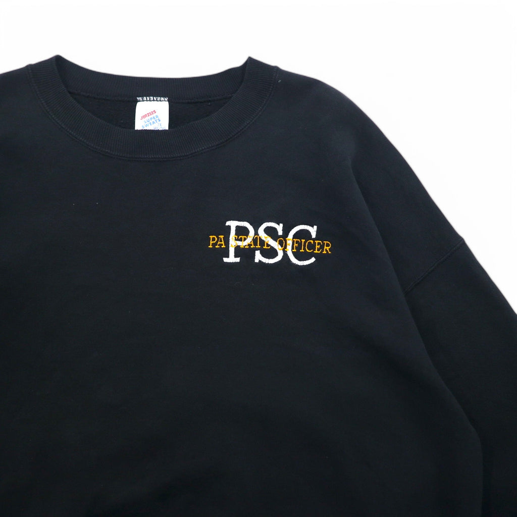 JERZEES USA made 80s SUPER SWEATS Crew neck sweatshirt 2XL Black Fleece lining PSC