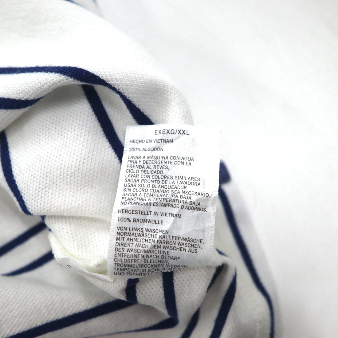 NAUTICA ボーダー ポロシャツ 3XL ホワイト ネイビー 鹿の子 ビッグサイズ ワンポイントロゴ刺繍